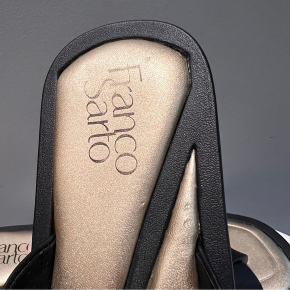 Franco Sarto Jonas Platform Sandals Black Faux Leather Thong Flatform Size 7.5 - Picture 6 of 7